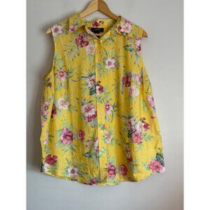 Lauren Ralph Lauren Linen Floral Sleeveless Shirt 1X